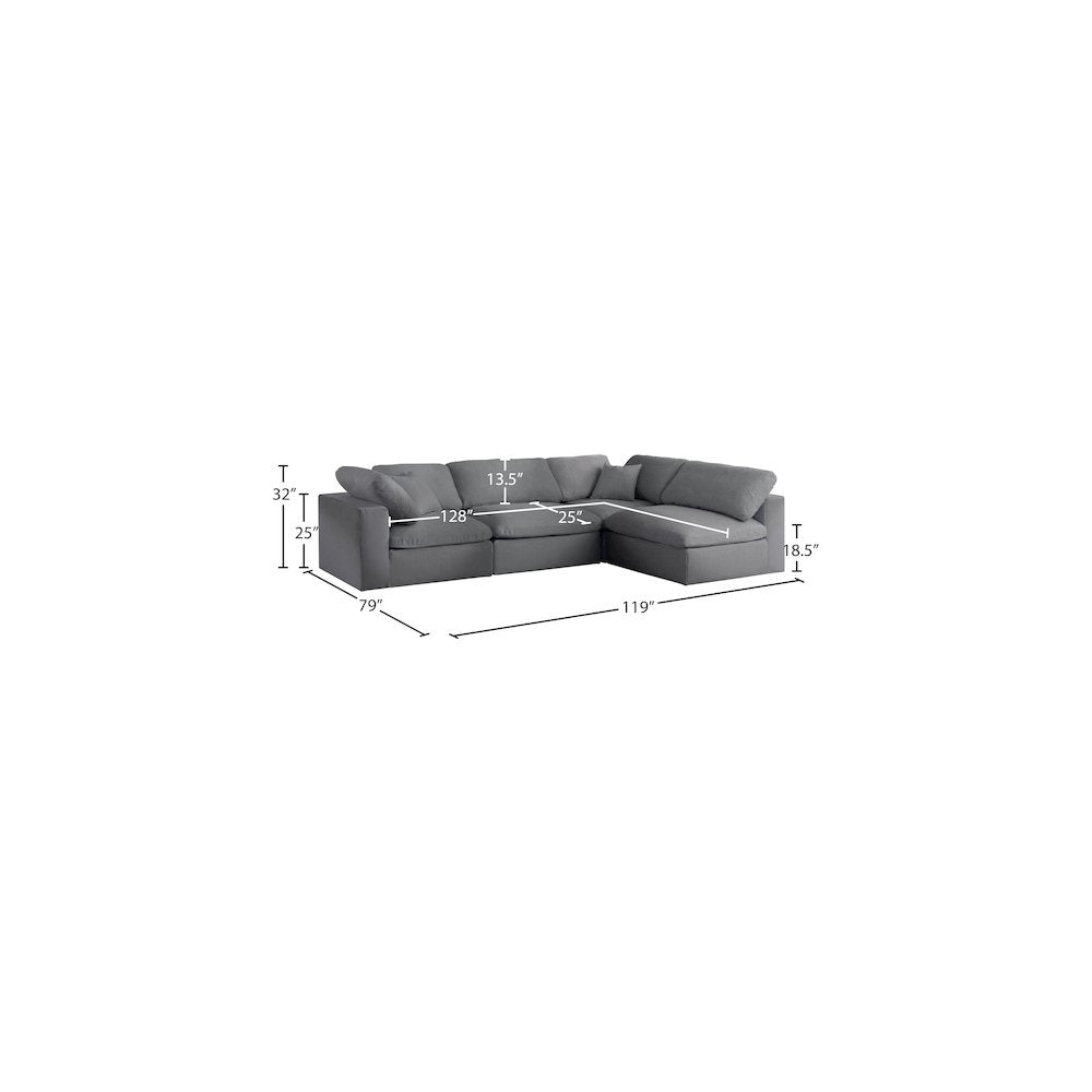 Serene Grey Linen Textured Fabric Deluxe Comfort Modular Sectional