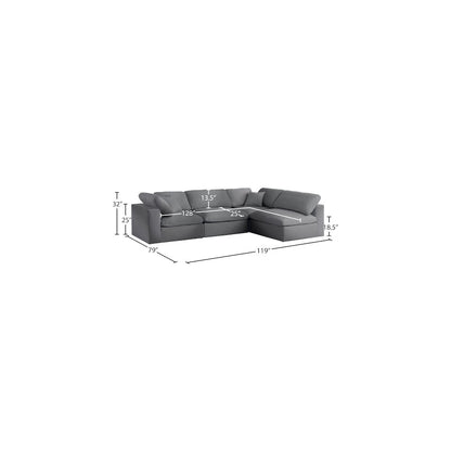 Serene Grey Linen Textured Fabric Deluxe Comfort Modular Sectional