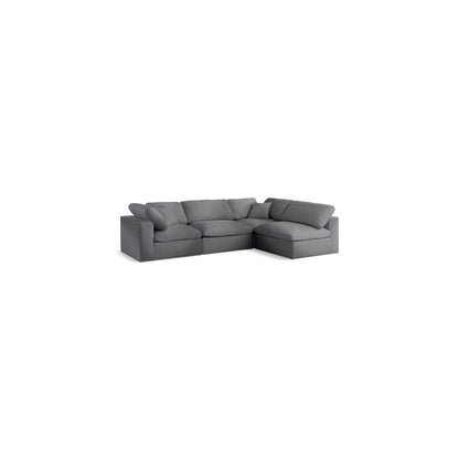 Serene Grey Linen Textured Fabric Deluxe Comfort Modular Sectional