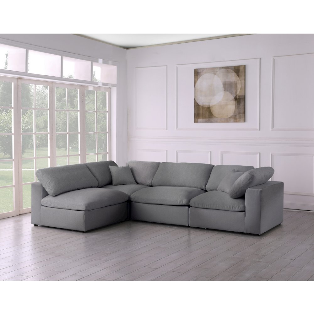 Serene Grey Linen Textured Fabric Deluxe Comfort Modular Sectional
