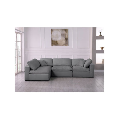 Serene Grey Linen Textured Fabric Deluxe Comfort Modular Sectional