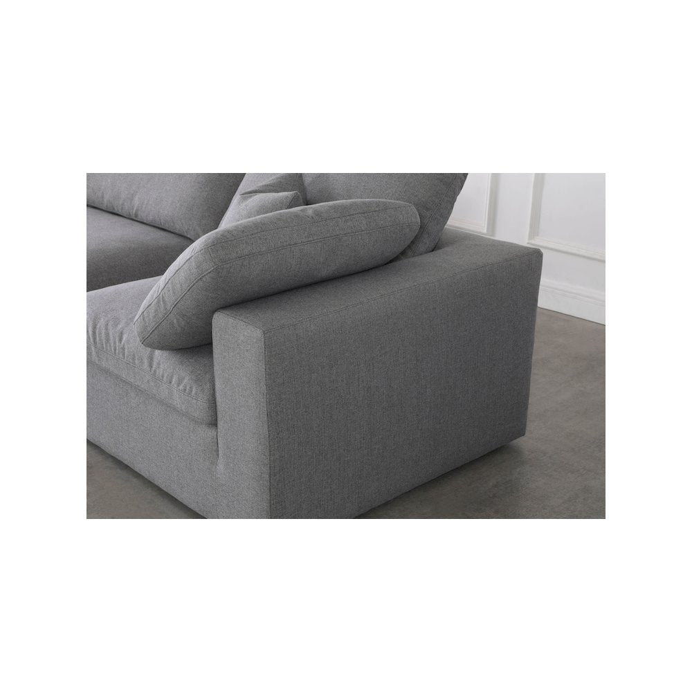 Serene Grey Linen Textured Fabric Modular Sectional