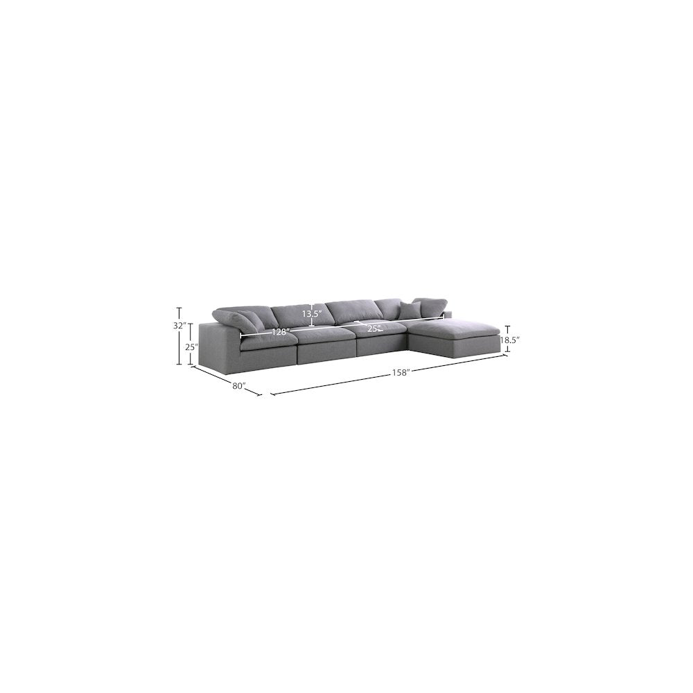 Serene Grey Linen Textured Fabric Deluxe Comfort Modular Sectional