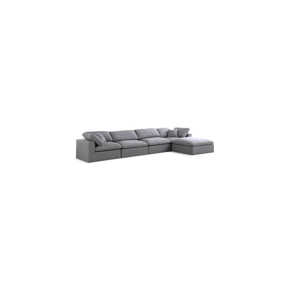 Serene Grey Linen Textured Fabric Deluxe Comfort Modular Sectional