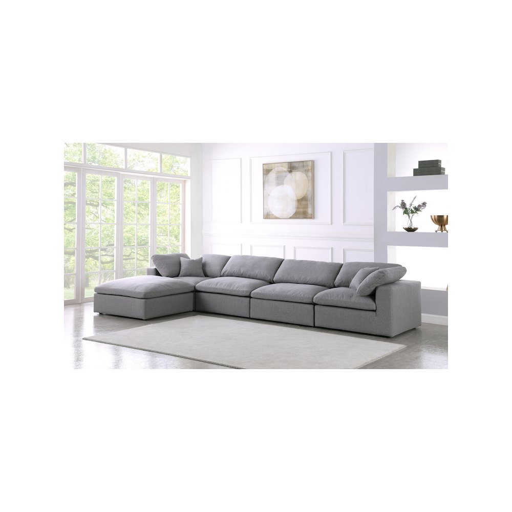 Serene Grey Linen Textured Fabric Deluxe Comfort Modular Sectional