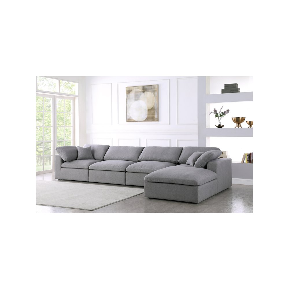 Serene Grey Linen Textured Fabric Deluxe Comfort Modular Sectional