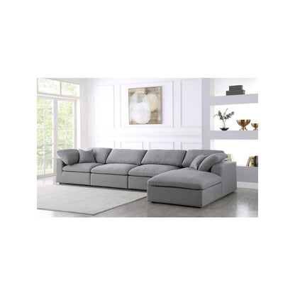 Serene Grey Linen Textured Fabric Deluxe Comfort Modular Sectional