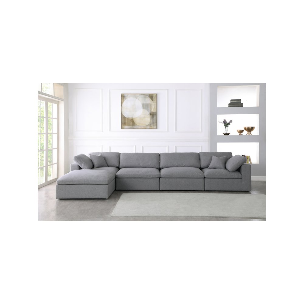 Serene Grey Linen Textured Fabric Deluxe Comfort Modular Sectional