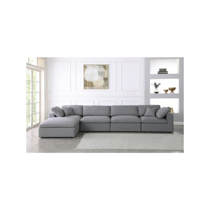 Serene Grey Linen Textured Fabric Deluxe Comfort Modular Sectional