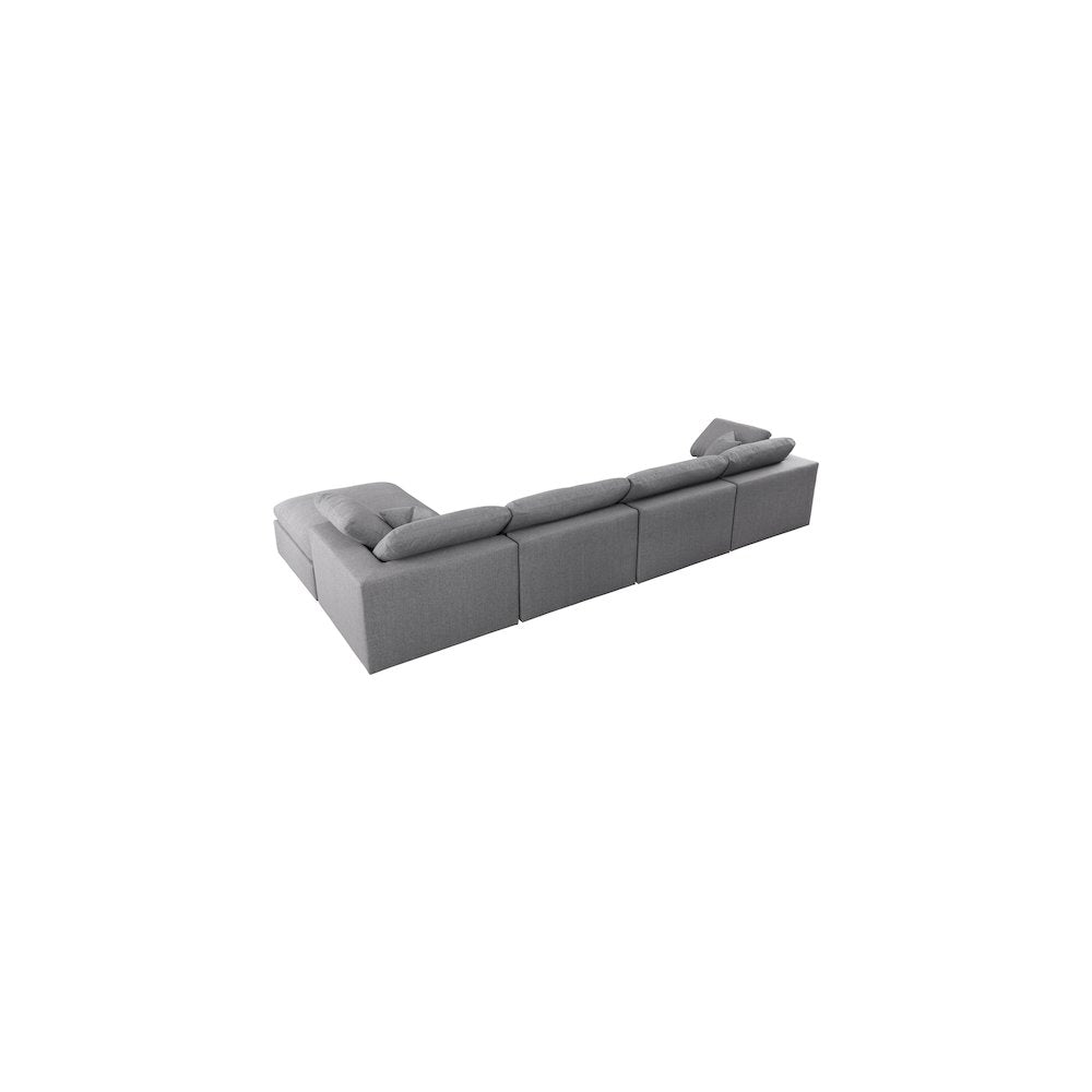 Serene Grey Linen Textured Fabric Deluxe Comfort Modular Sectional