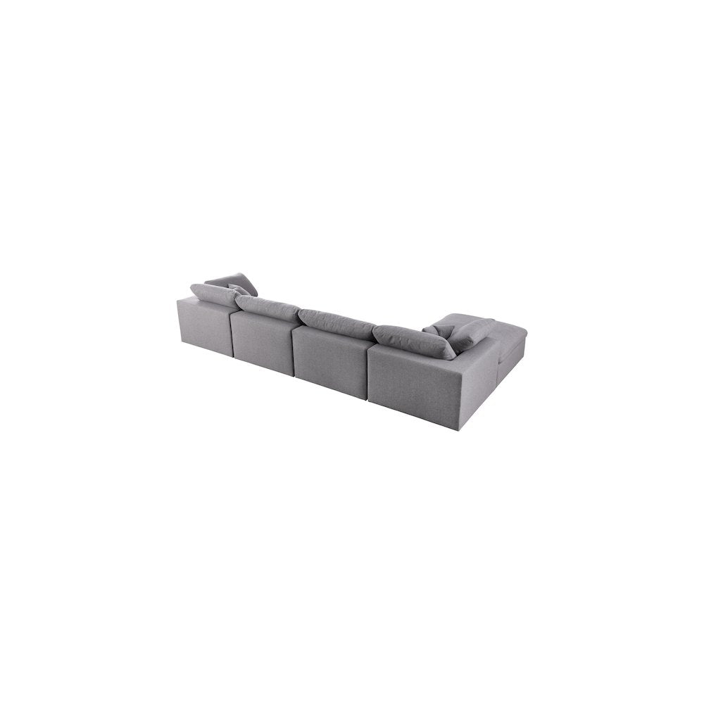 Serene Grey Linen Textured Fabric Deluxe Comfort Modular Sectional