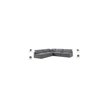 Serene Grey Linen Textured Fabric Deluxe Comfort Modular Sectional