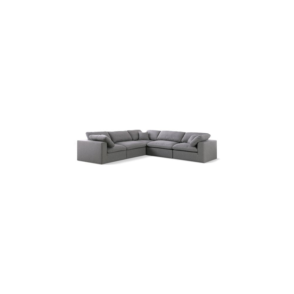 Serene Grey Linen Textured Fabric Deluxe Comfort Modular Sectional