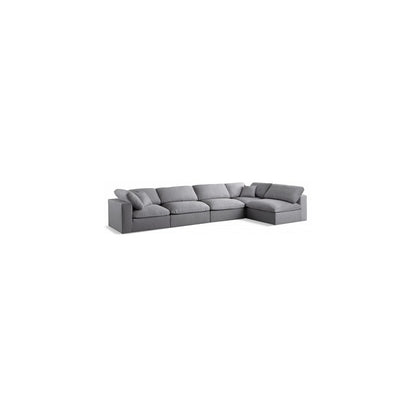 Serene Grey Linen Textured Fabric Deluxe Comfort Modular Sectional