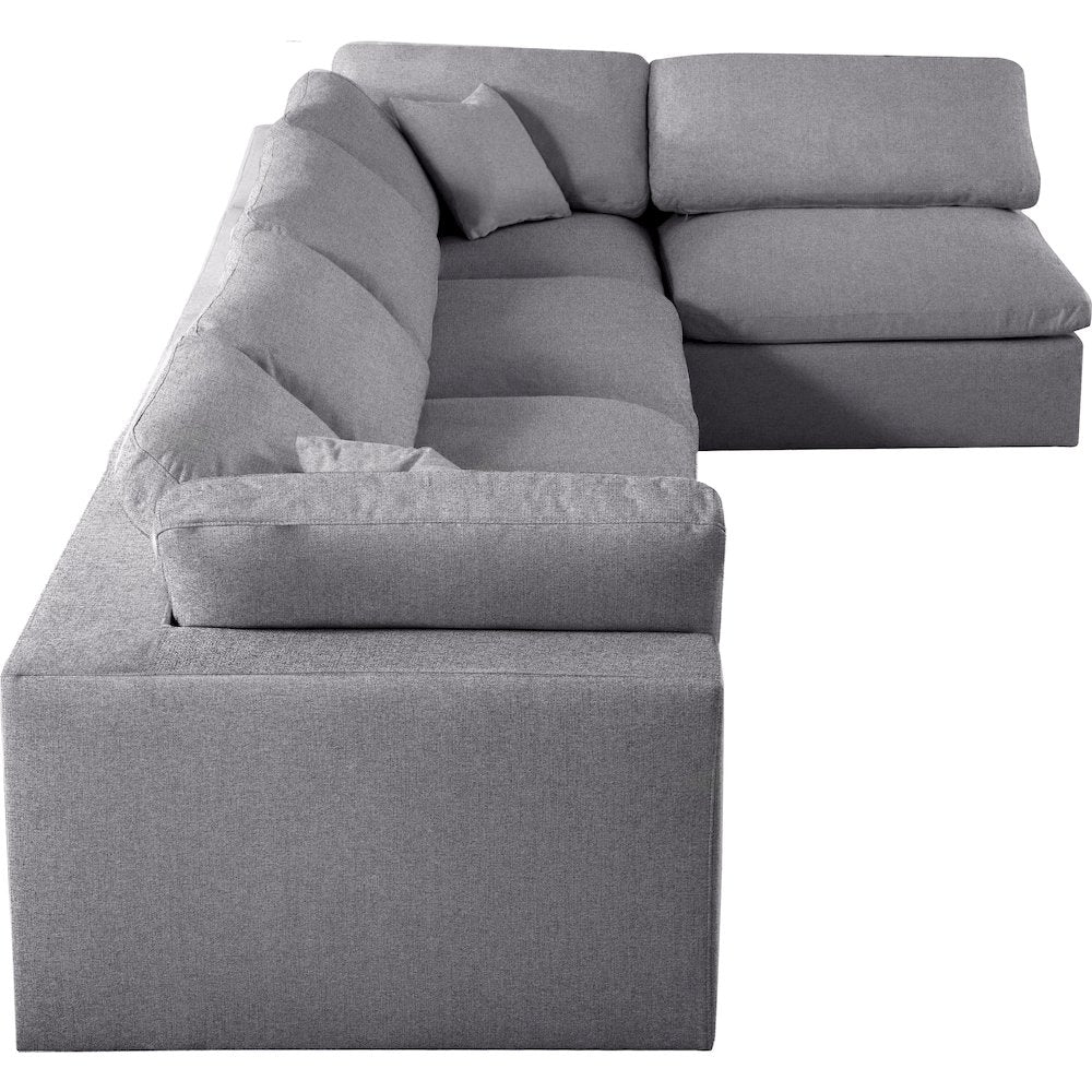 Serene Grey Linen Textured Fabric Deluxe Comfort Modular Sectional