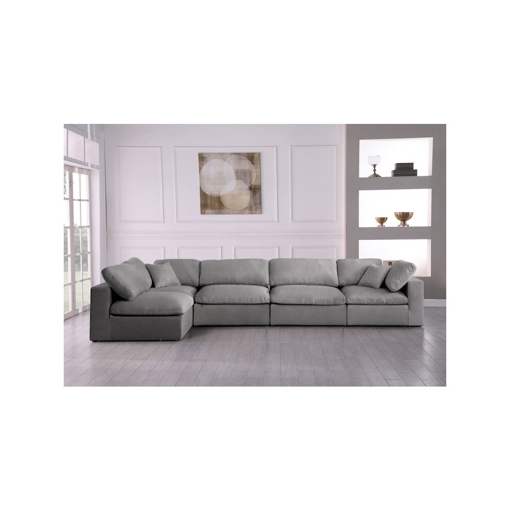 Serene Grey Linen Textured Fabric Deluxe Comfort Modular Sectional