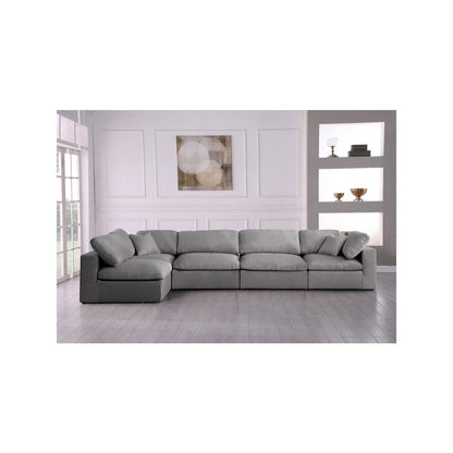Serene Grey Linen Textured Fabric Deluxe Comfort Modular Sectional