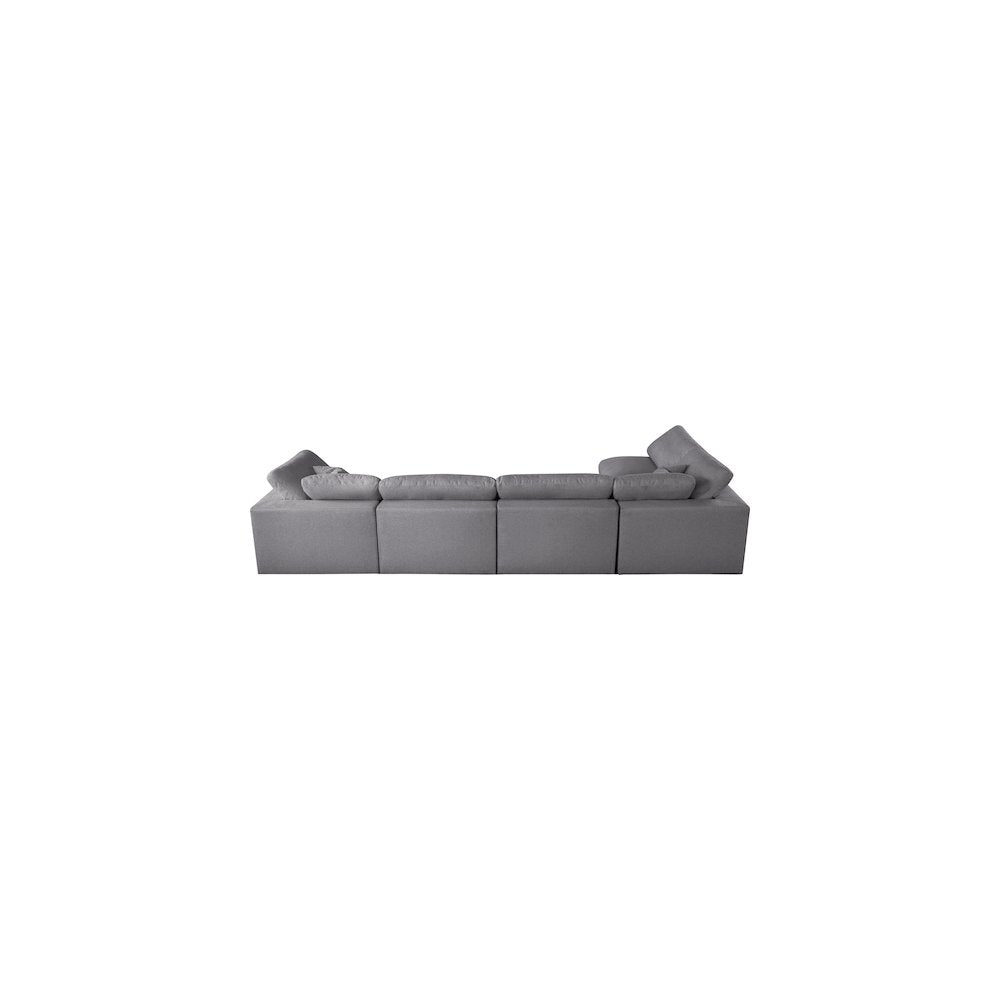 Serene Grey Linen Textured Fabric Deluxe Comfort Modular Sectional