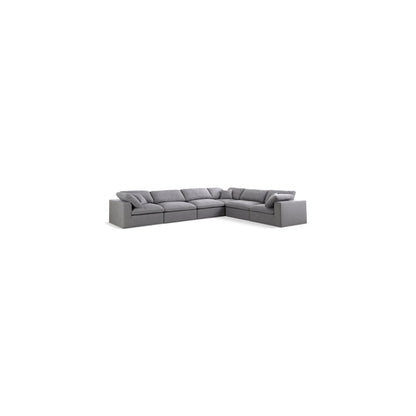 Serene Grey Linen Textured Fabric Deluxe Comfort Modular Sectional