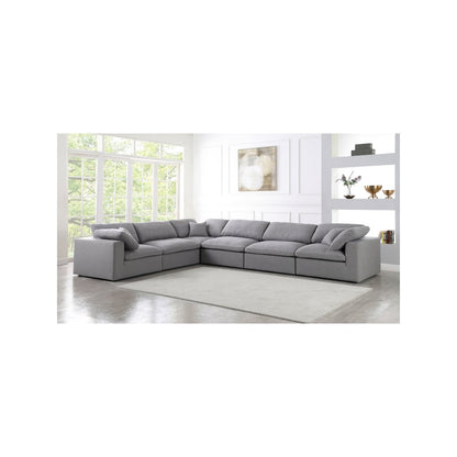 Serene Grey Linen Textured Fabric Deluxe Comfort Modular Sectional