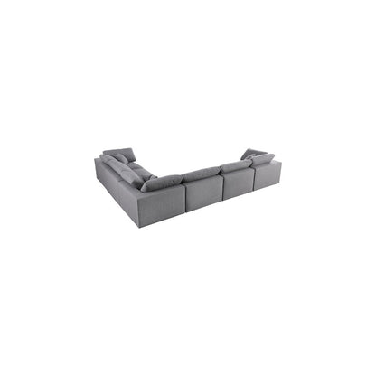 Serene Grey Linen Textured Fabric Deluxe Comfort Modular Sectional