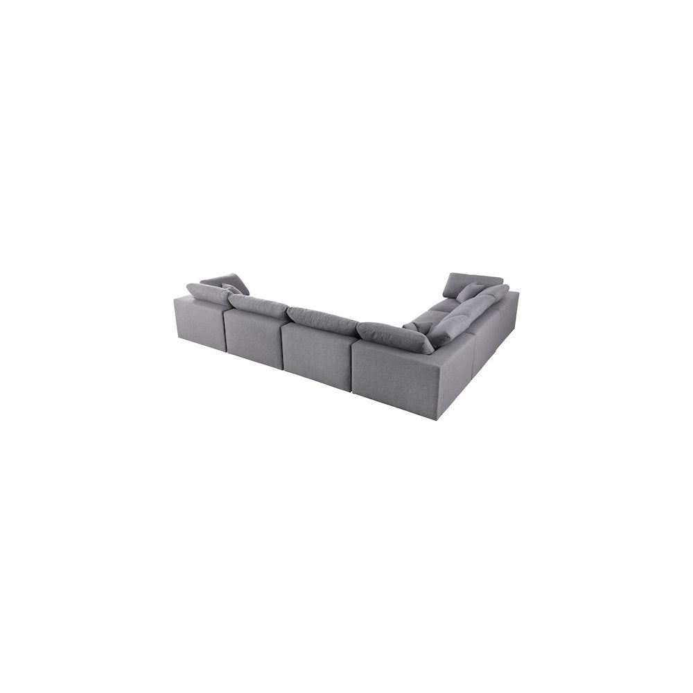 Serene Grey Linen Textured Fabric Deluxe Comfort Modular Sectional