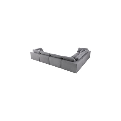 Serene Grey Linen Textured Fabric Deluxe Comfort Modular Sectional