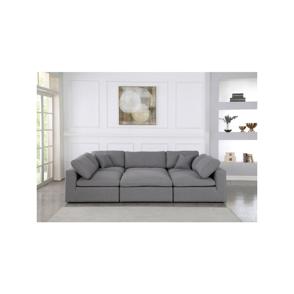 Serene Grey Linen Textured Fabric Deluxe Comfort Modular Sectional