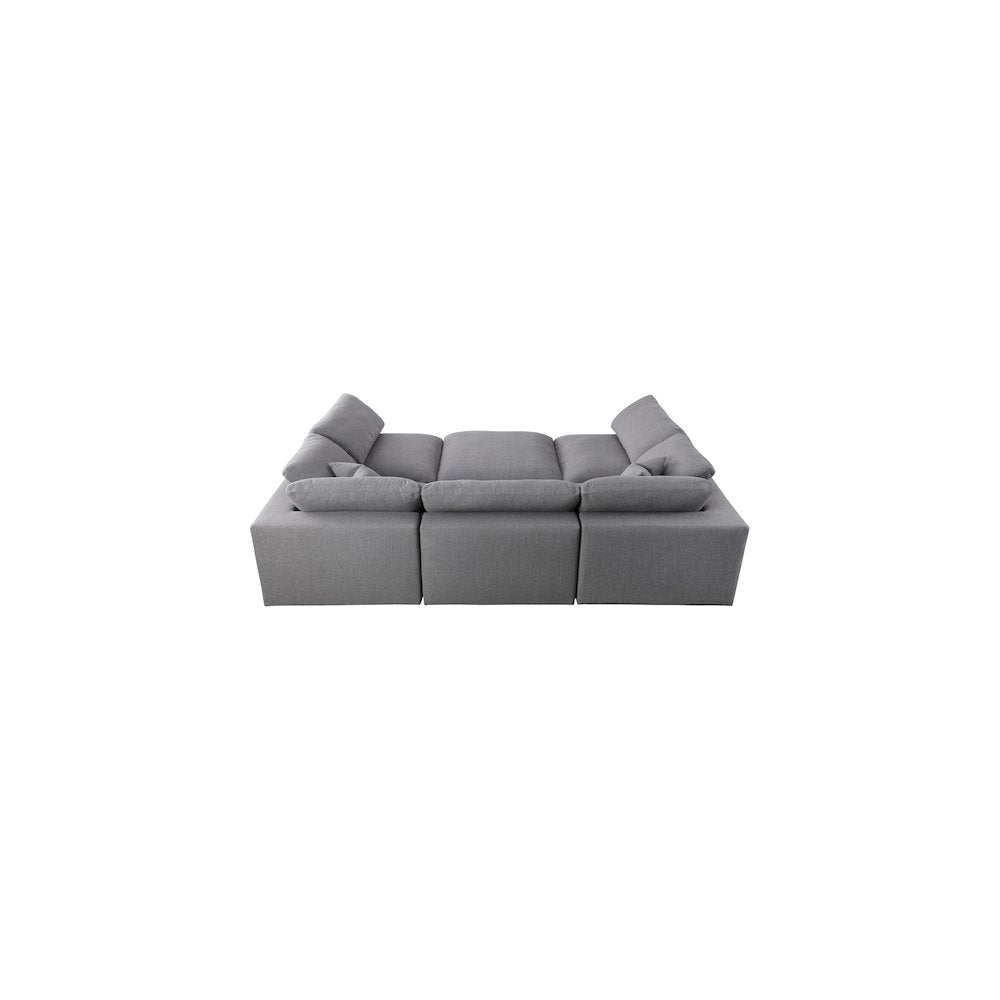 Serene Grey Linen Textured Fabric Deluxe Comfort Modular Sectional