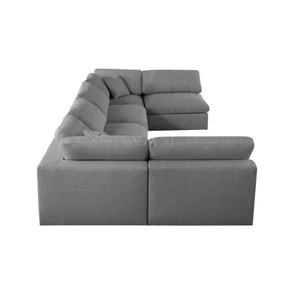 Serene Grey Linen Textured Fabric Deluxe Comfort Modular Sectional