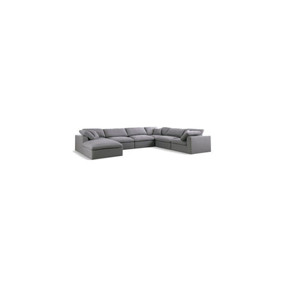 Serene Grey Linen Textured Fabric Deluxe Comfort Modular Sectional