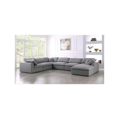 Serene Grey Linen Textured Fabric Deluxe Comfort Modular Sectional