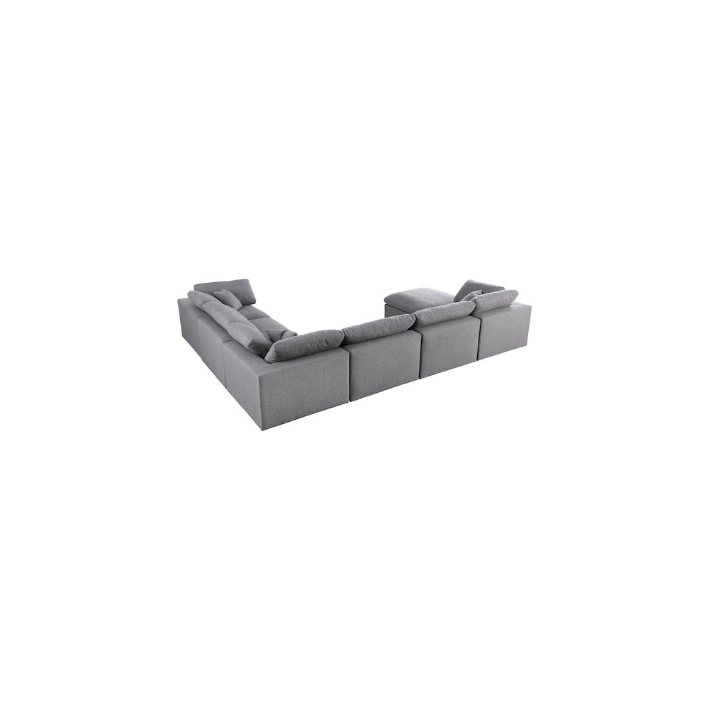 Serene Grey Linen Textured Fabric Deluxe Comfort Modular Sectional