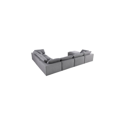Serene Grey Linen Textured Fabric Deluxe Comfort Modular Sectional