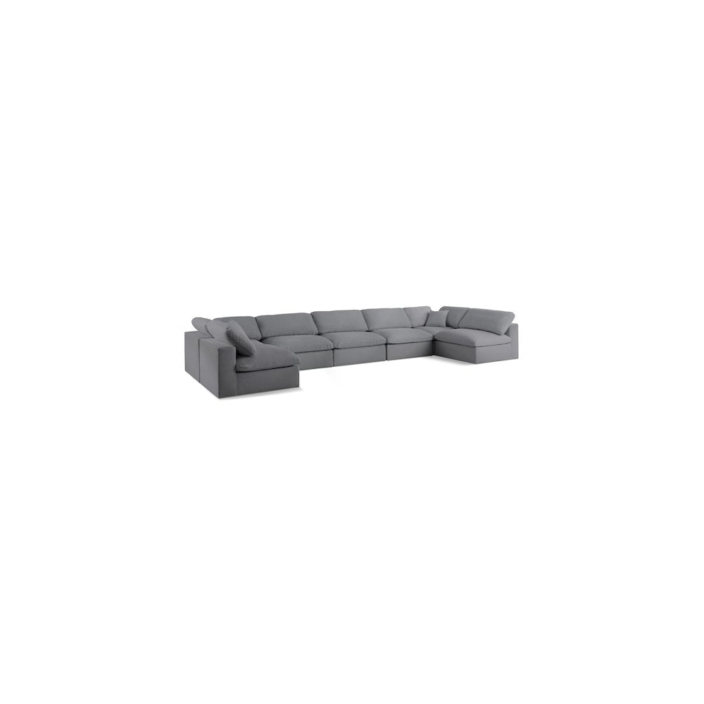 Serene Grey Linen Textured Fabric Deluxe Comfort Modular Sectional