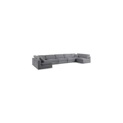 Serene Grey Linen Textured Fabric Deluxe Comfort Modular Sectional