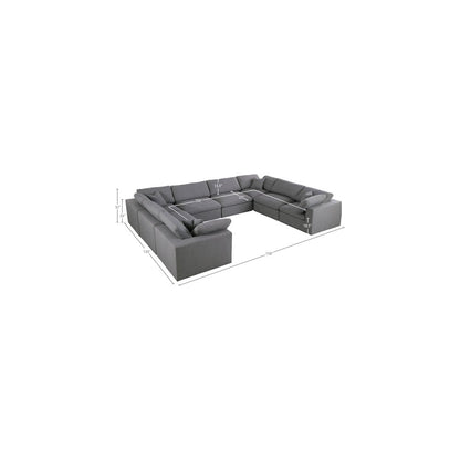 Serene Grey Linen Textured Fabric Deluxe Comfort Modular Sectional