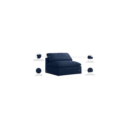 Serene Navy Linen Textured Fabric Deluxe Comfort Modular Armless Chair