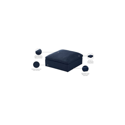 Serene Navy Linen Textured Fabric Deluxe Comfort Modular Ottoman