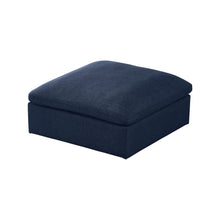 Serene Navy Linen Textured Fabric Deluxe Comfort Modular Ottoman