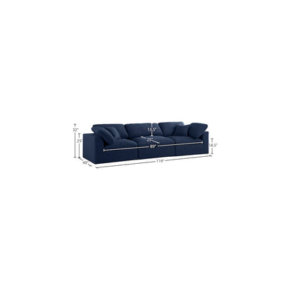 Serene Navy Linen Textured Fabric Deluxe Comfort Modular Sofa