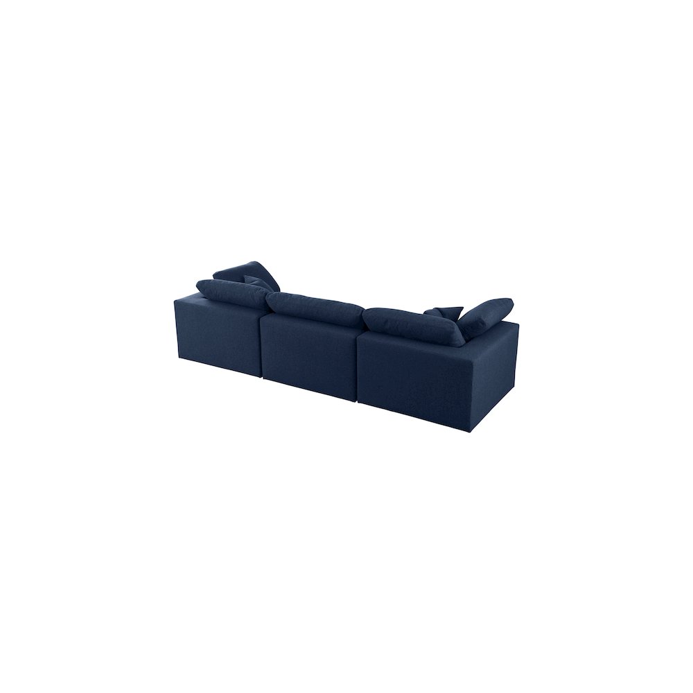 Serene Navy Linen Textured Fabric Deluxe Comfort Modular Sofa