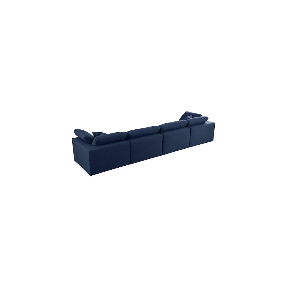 Serene Navy Linen Textured Fabric Deluxe Comfort Modular Sofa