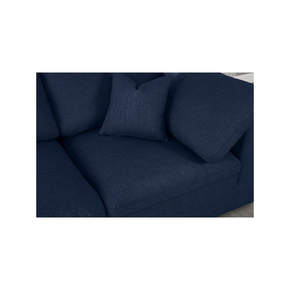 Serene Navy Linen Textured Fabric Deluxe Comfort Modular Sofa