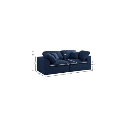 Serene Navy Linen Textured Fabric Deluxe Comfort Modular Sofa