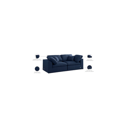 Serene Navy Linen Textured Fabric Deluxe Comfort Modular Sofa