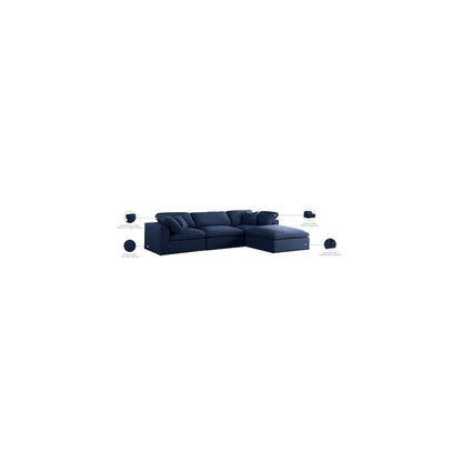 Serene Navy Linen Textured Fabric Deluxe Comfort Modular Sectional