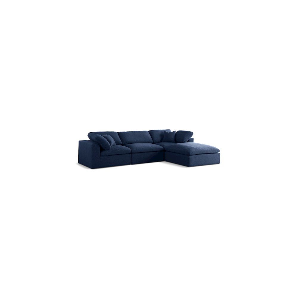 Serene Navy Linen Textured Fabric Deluxe Comfort Modular Sectional