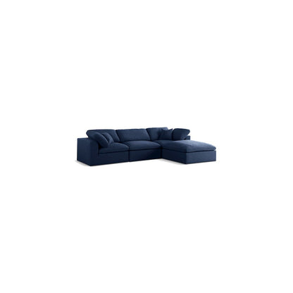 Serene Navy Linen Textured Fabric Deluxe Comfort Modular Sectional