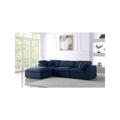 Serene Navy Linen Textured Fabric Deluxe Comfort Modular Sectional